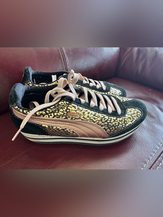 Puma Shoes - Puma Women's Black & Gold Leopard Metallic Accent Sneakers